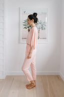 Tapered Lounge Pants in Light Coral with Flowy Lounge Top
