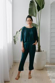 Tapered Lounge Pants in Teal with Flowy Lounge Top