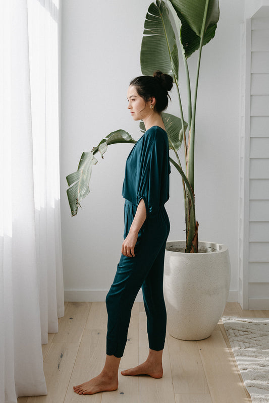 Lounge Top in Teal with Tapered Lounge Pants