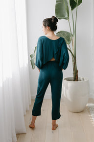 Tapered Lounge Pants in Teal with Flowy Lounge Top