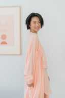 Lounge Robe with Cami and Shorts Set in Light Coral