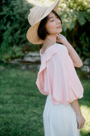 Lounge Top in Light Coral with Boyfriend Lounge Shorts
