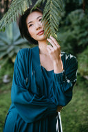 Lounge Robe in Teal with Cami and Shorts Set