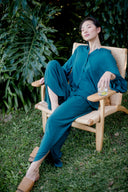 Wide Leg Lounge Pants in Teal with Sleep Shirt