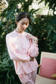 Modern Sleep Shirt in Light Coral with Tapered Lounge Pants