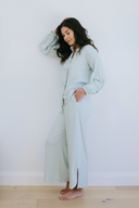 Modern Sleep Shirt in Honeydew with Wide Leg Lounge Pants
