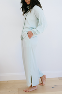 Wide Leg Lounge Pants in Honeydew with Sleep Shirt