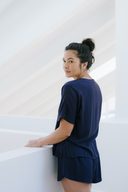 Relaxed Tee in Midnight Blue with Lounge Shorts