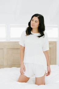 Relaxed Tee and Lounge Shorts in Ivory