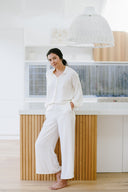 Wide Leg Lounge Pants in Ivory with Sleep Shirt